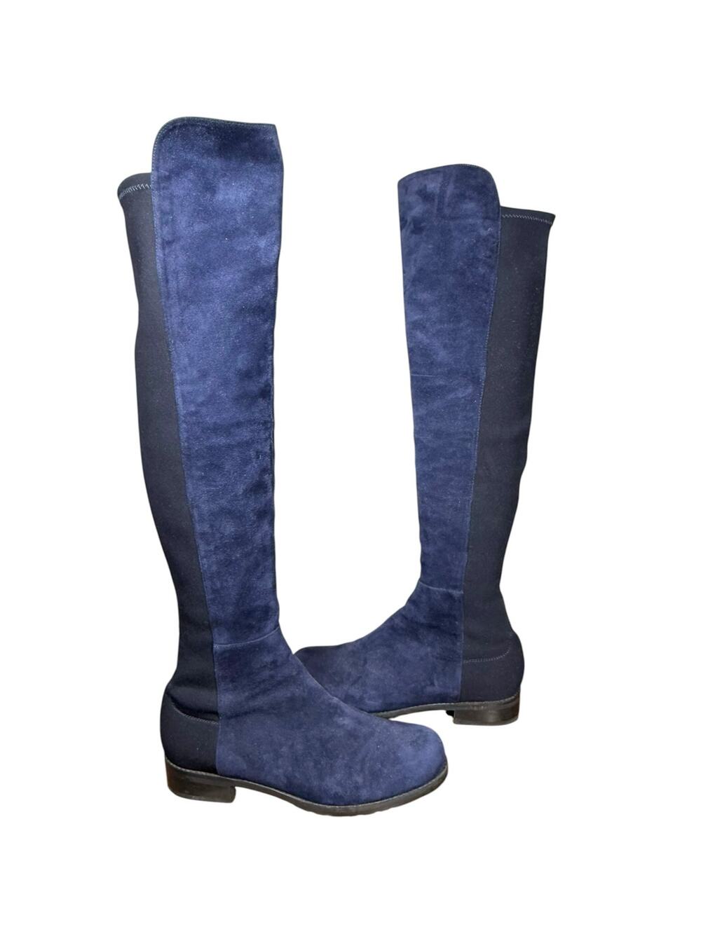 Stuart Weitzman Two Toe Blue 5050 Stretch Suede Over Knee Boots Size Women's 6